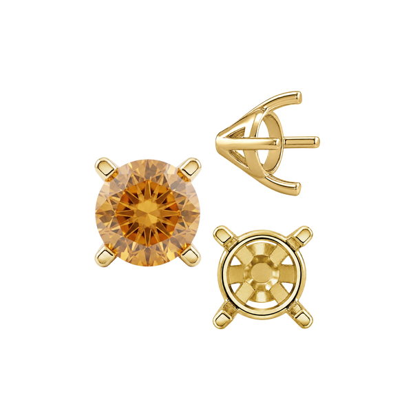 Four Prong Round Tapered Solitaire Settings in 14K Gold (4.00 mm - 10.00 mm)