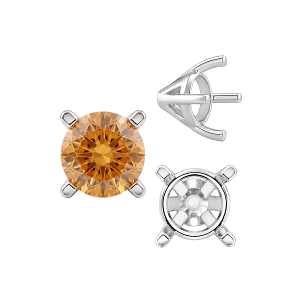 Four Prong Round Tapered Solitaire Settings in 14K Gold (4.00 mm - 10.00 mm)