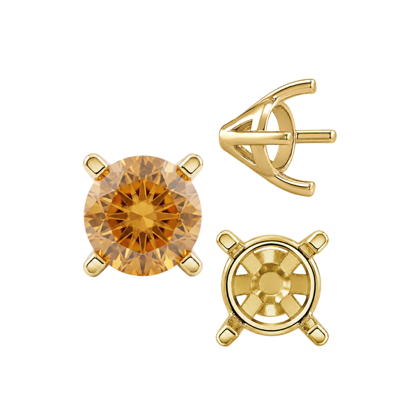 Four Prong Round Tapered Solitaire Settings in 14K Gold (4.00 mm - 10.00 mm)