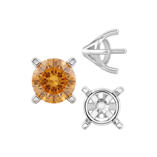 Four Prong Round Tapered Solitaire Settings in Sterling Silver (4.00 mm - 10.00 mm)