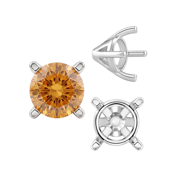 Four Prong Round Tapered Solitaire Settings in 14K Gold (4.00 mm - 10.00 mm)