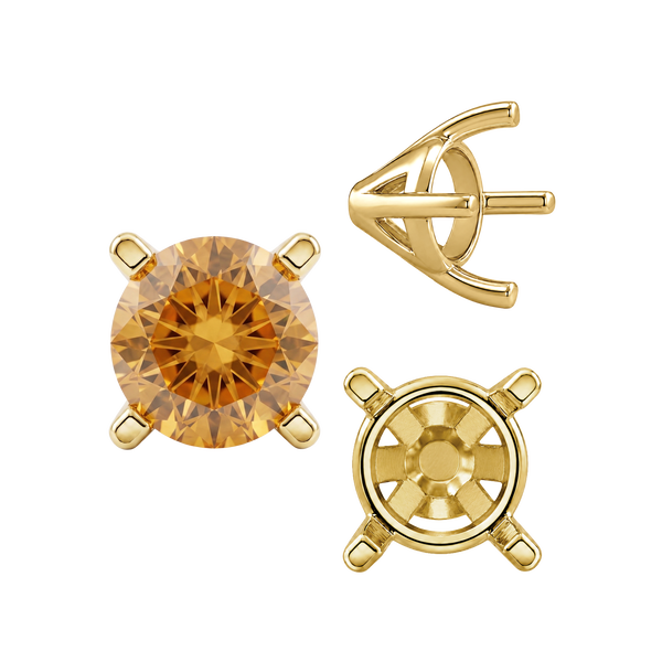 Four Prong Round Tapered Solitaire Settings in 14K Gold (4.00 mm - 10.00 mm)