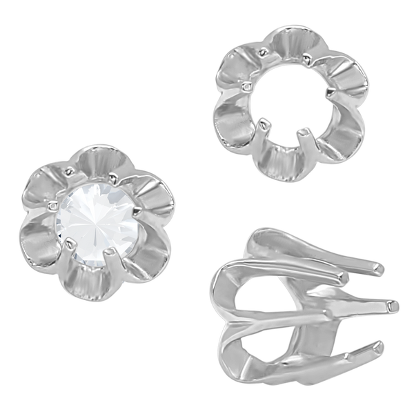 Six Prong Round Scalloped Settings in Sterling Silver (1.30 mm - 5.20 mm)
