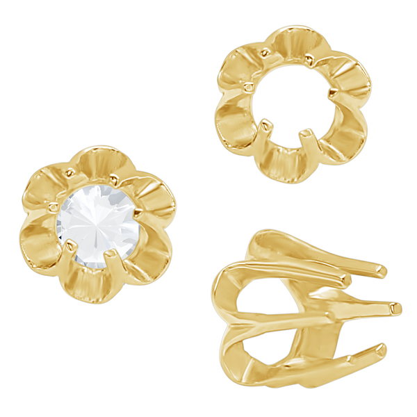 Six Prong Round Scalloped Settings in 14K Gold (1.30 mm - 5.20 mm)