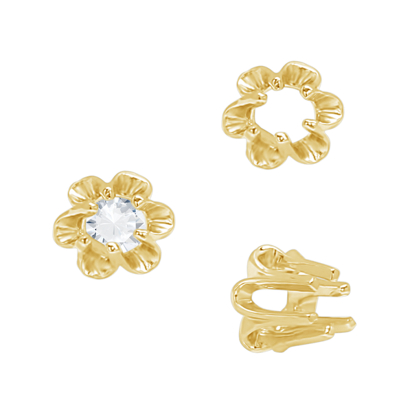 Six Prong Round Scalloped Settings in 14K Gold (1.30 mm - 5.20 mm)