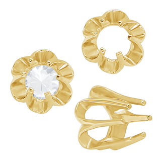 Six Prong Round Scalloped Settings in 14K Gold (1.30 mm - 5.20 mm)