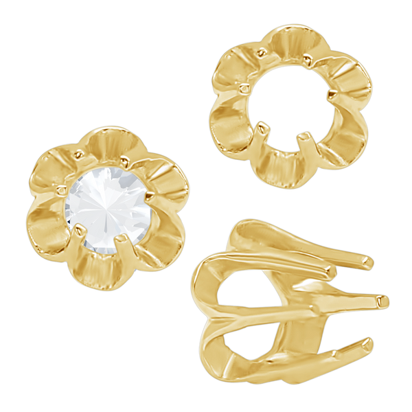 Six Prong Round Scalloped Settings in 14K Gold (1.30 mm - 5.20 mm)