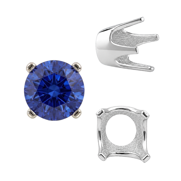Four Prong Round Standard Settings in Sterling Silver (2.25 mm - 8.00 mm)