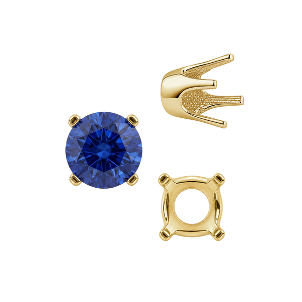 Four Prong Round Standard Settings in 14K Gold (2.50 mm - 8.00 mm)