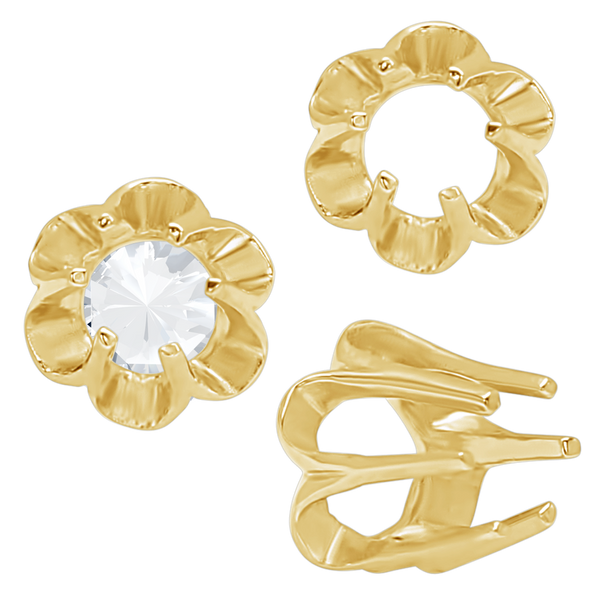 Six Prong Round Scalloped Settings in 14K Gold (1.30 mm - 5.20 mm)