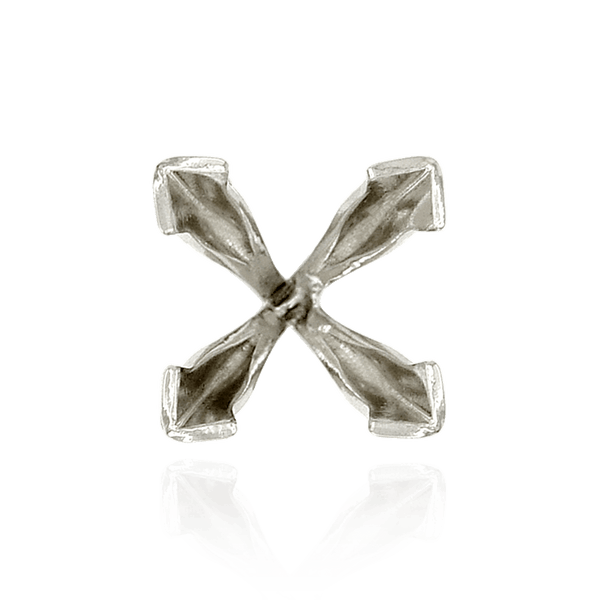 V-End Square Solitaire Settings With Peg in 14K Gold (3.00 mm - 6.50 mm)