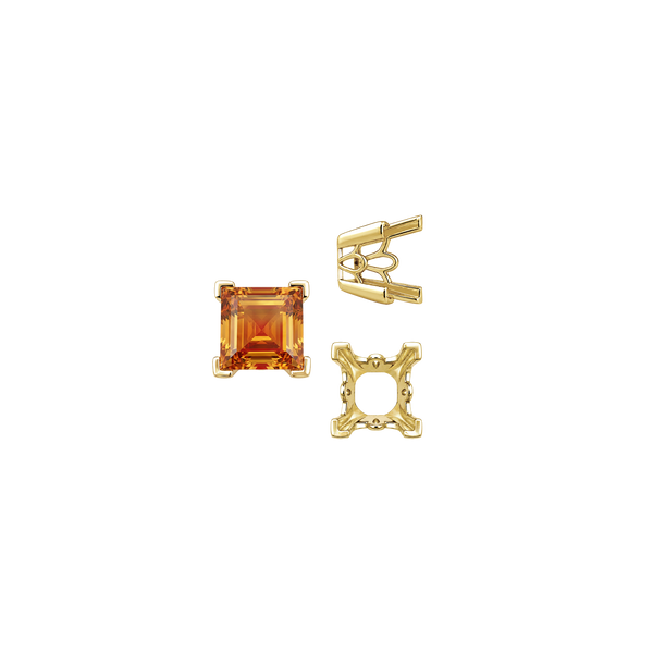 V-End Square Filigree Settings in 14K Gold (4.00 mm - 8.50 mm)