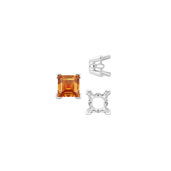V-End Square Filigree Settings in Sterling Silver (4.00 mm - 8.50 mm)