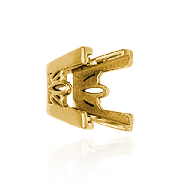 V-End Square Filigree Settings in 14K Gold (4.00 mm - 8.50 mm)