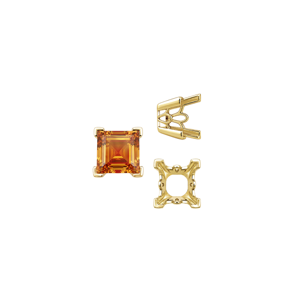 V-End Square Filigree Settings in 14K Gold (4.00 mm - 8.50 mm)