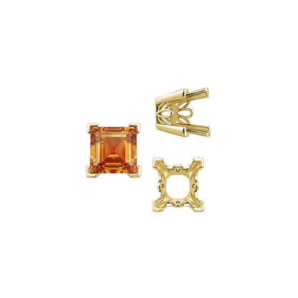 V-End Square Filigree Settings in 14K Gold (4.00 mm - 8.50 mm)