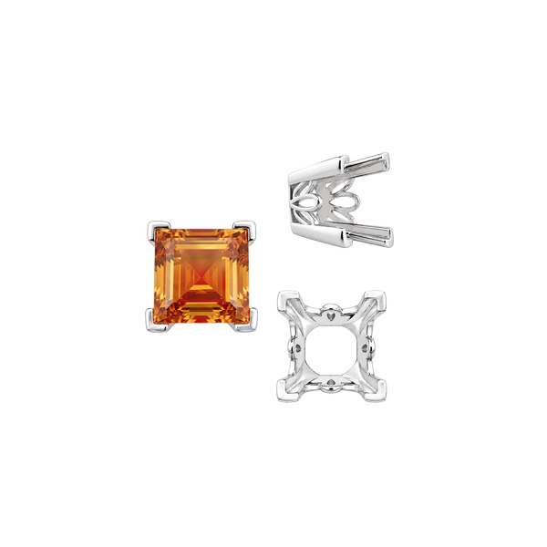 V-End Square Filigree Settings in Sterling Silver (4.00 mm - 8.50 mm)