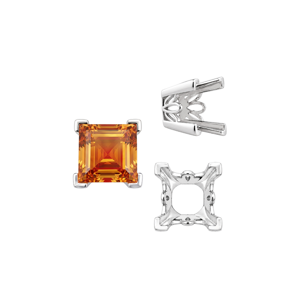 V-End Square Filigree Settings in Sterling Silver (4.00 mm - 8.50 mm)