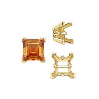 V-End Square Filigree Settings in 14K Gold (4.00 mm - 8.50 mm)