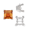 V-End Square Filigree Settings in Sterling Silver (4.00 mm - 8.50 mm)