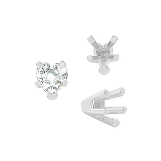 V-End Heart Shape Solitaire Settings in 18K Gold (4.00 x 4.00 mm - 9.00 x 9.00 mm)