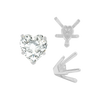 V-End Heart Shape Solitaire Settings in Sterling Silver (4.00 x 4.00 mm - 11.50 x 10.25 mm)
