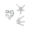 V-End Heart Shape Solitaire Settings in Sterling Silver (4.00 x 4.00 mm - 11.50 x 10.25 mm)