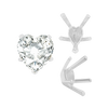 V-End Heart Shape Solitaire Settings in Sterling Silver (4.00 x 4.00 mm - 11.50 x 10.25 mm)