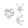 V-End Heart Shape Solitaire Settings in Sterling Silver (4.00 x 4.00 mm - 11.50 x 10.25 mm)