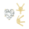 V-End Heart Shape Solitaire Settings in 18K Gold (4.00 x 4.00 mm - 9.00 x 9.00 mm)