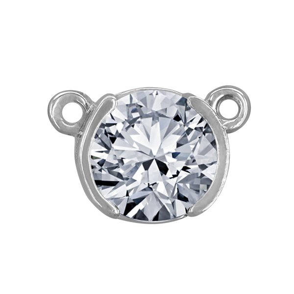 Round Half Bezel Pendants with Rings in Sterling Silver (3.60 mm - 7.00 mm)