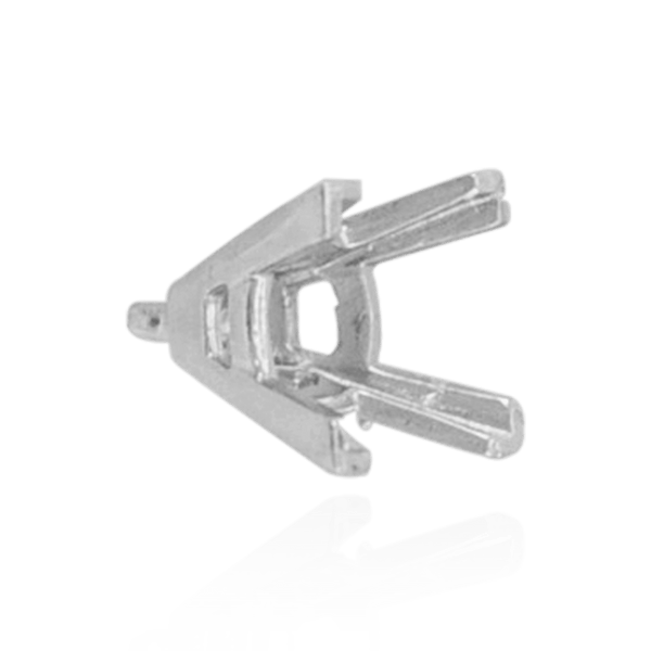 V-End Square Solitaire Settings With Peg in Sterling Silver (3.50 mm - 10.00 mm)