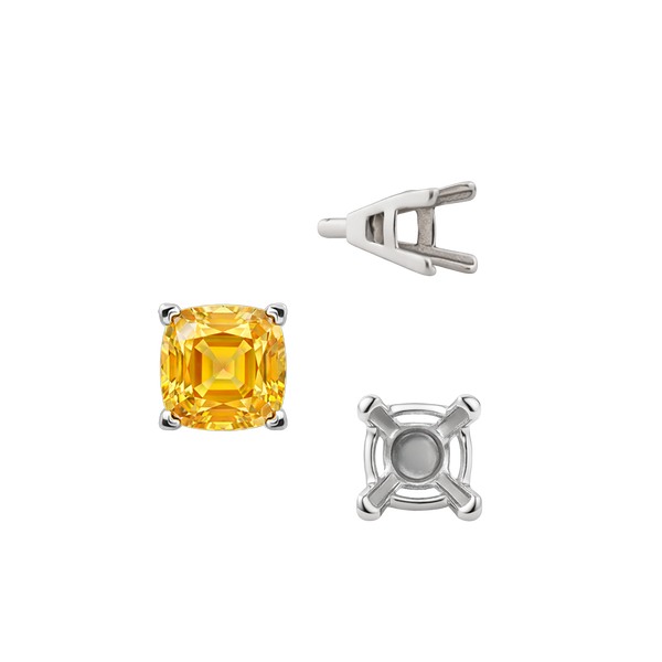 V-End Square Solitaire Settings With Peg in 14K Gold (2.50 mm - 12.00 mm)