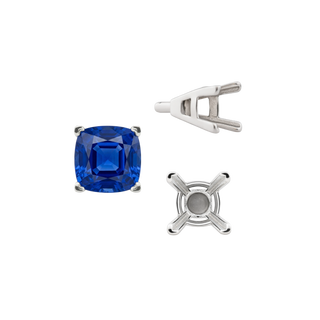 V-End Square Solitaire Settings With Peg in Sterling Silver (3.50 mm - 10.00 mm)