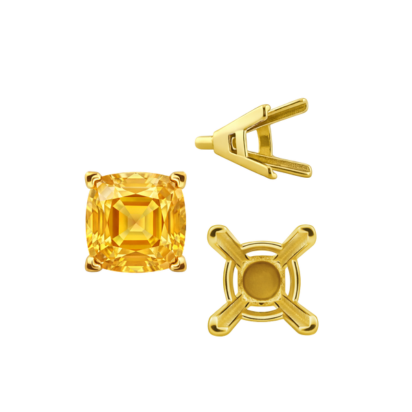 V-End Square Solitaire Settings With Peg in 14K Gold (2.50 mm - 12.00 mm)