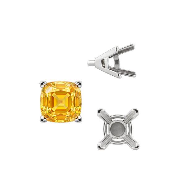 V-End Square Solitaire Settings With Peg in 14K Gold (2.50 mm - 12.00 mm)