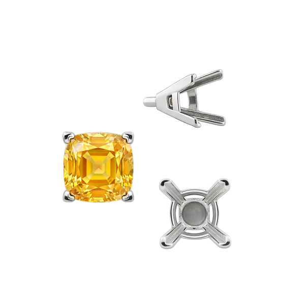 V-End Square Solitaire Settings With Peg in 18K Gold (3.50 mm - 10.00 mm)