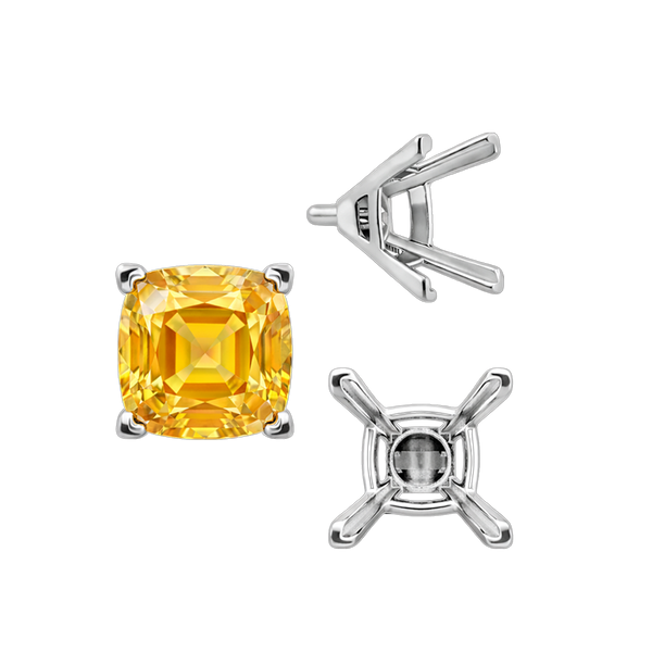 V-End Square Solitaire Settings With Peg in 14K Gold (2.50 mm - 12.00 mm)