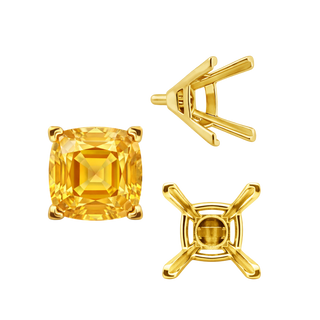 V-End Square Solitaire Settings With Peg in 14K Gold (4.50 mm - 11.00 mm)