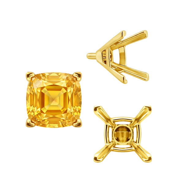 V-End Square Solitaire Settings With Peg in 18K Gold (3.50 mm - 10.00 mm)