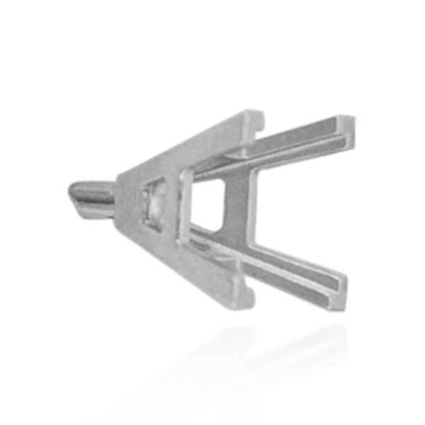 V-End Square Solitaire Basket Settings With Peg in Sterling Silver (3.50 mm - 9.00 mm)