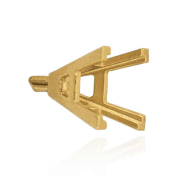 V-End Square Solitaire Basket Settings With Peg in 14K Gold (3.50 mm - 9.00 mm)