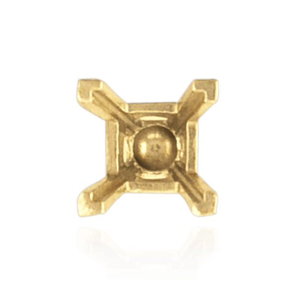 V-End Square Solitaire Basket Settings With Peg in 14K Gold (3.50 mm - 9.00 mm)