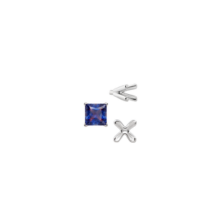 V-End Square Solitaire Settings With Peg in Sterling Silver (2.50 mm - 9.00 mm)