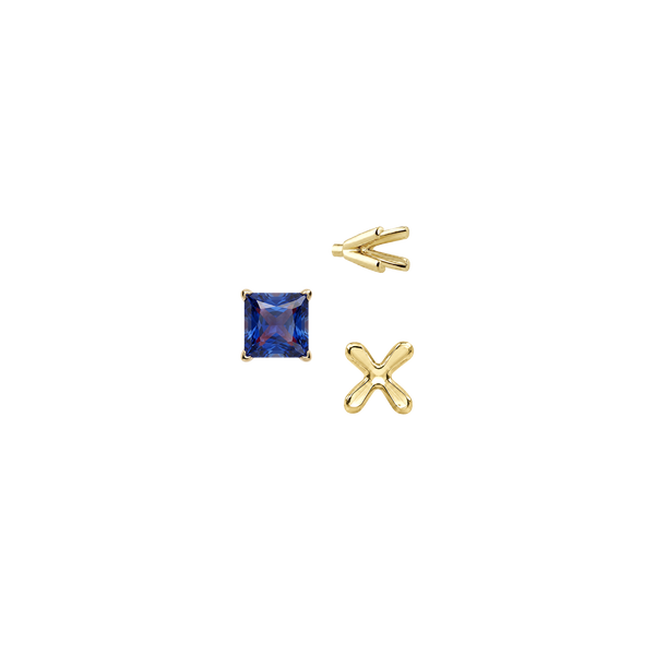 V-End Square Solitaire Settings With Peg in 18K Gold (2.50 mm - 9.00 mm)