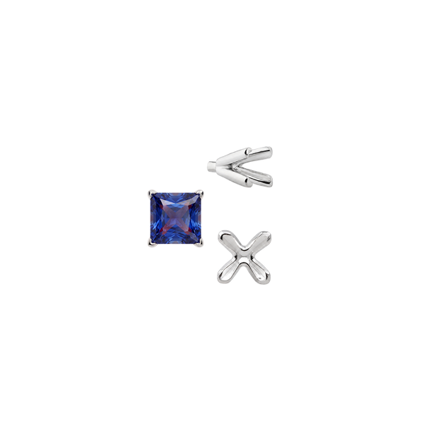 V-End Square Solitaire Settings With Peg in Sterling Silver (2.50 mm - 9.00 mm)