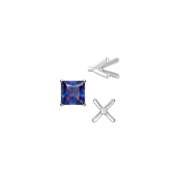 V-End Square Solitaire Settings With Peg in 14K Gold (2.50 mm - 9.00 mm)