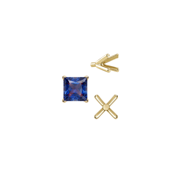 V-End Square Solitaire Settings With Peg in 14K Gold (2.50 mm - 9.00 mm)