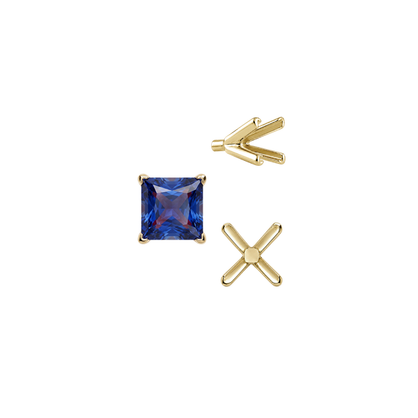 V-End Square Solitaire Settings With Peg in 18K Gold (2.50 mm - 9.00 mm)