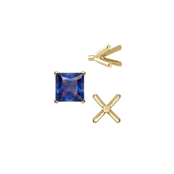 V-End Square Solitaire Settings With Peg in 18K Gold (2.50 mm - 9.00 mm)